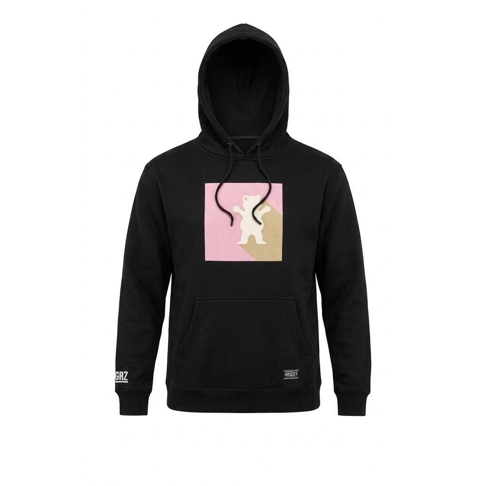 Grizzly Griptape Mens Black Graphic Bear Logo Pullover Hoodie Skate Streetwear